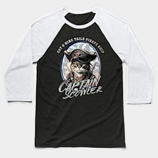 Captain Scowler Pirate Cat Baseball T-Shirt